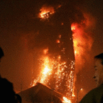 CCTV Office Tower burns in Beijing China