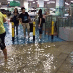 Flooded entrance to Shenzhen airport