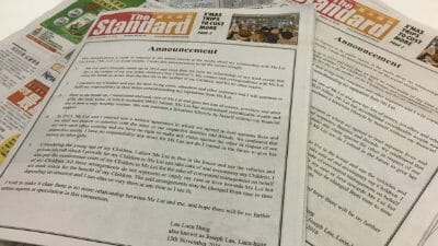 Most people use Facebook to update their relationship status. Joseph Lau uses the newspaper