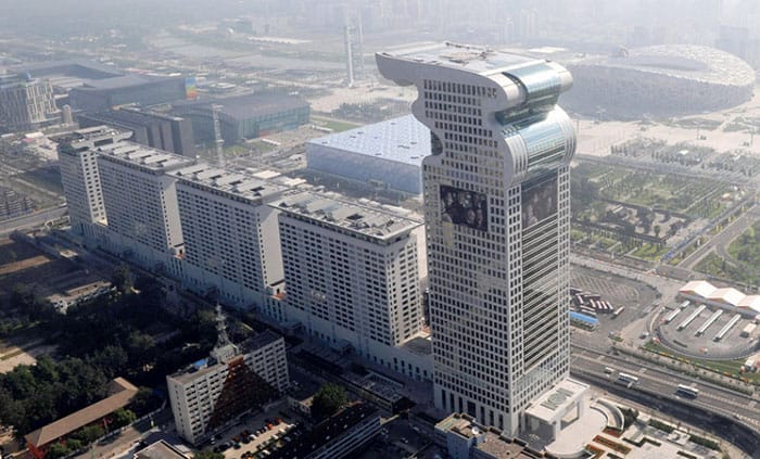 Creditors put fugitive Guo Wengui's dragon head-shaped Pangu Plaza