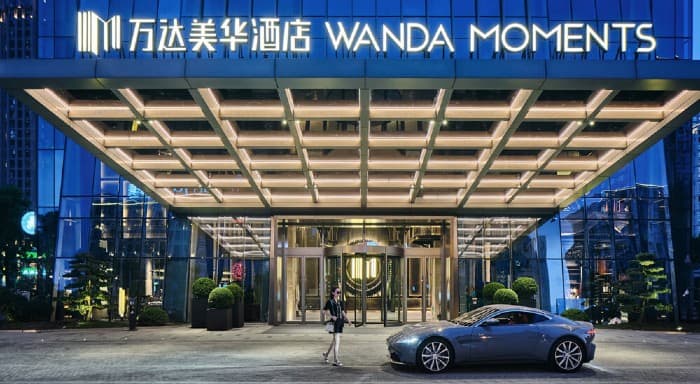 The entrance of JD.com and Wanda's new hotel