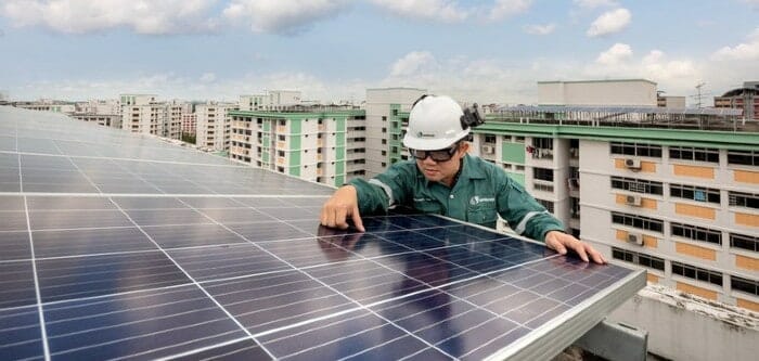 Solar panels on Singaporean rooftops
