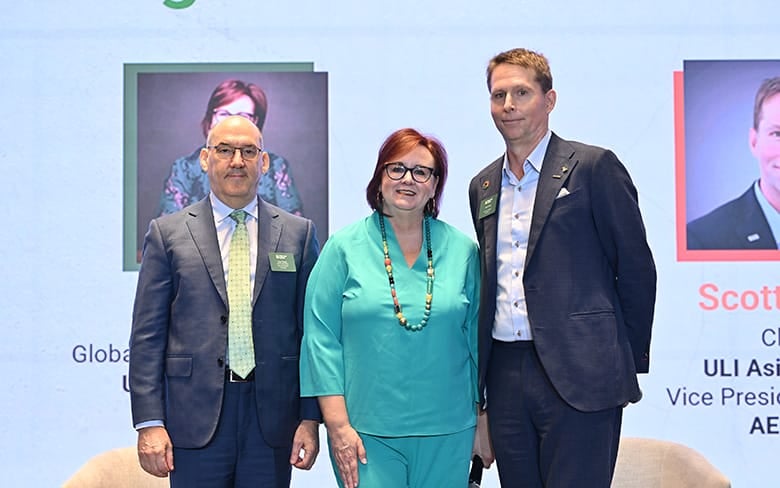 ULI APAC CEO Alan Beebe, ULI global CEO Angela Cain and APAC chair Scott Dunn opened the summit