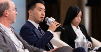 Daniel Wei of CREAL Asia on stage at the Mingtiandi Tokyo Forum