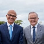 Microsoft's Satya Nadella talking AI with Prime Minister Anthony Albanese (Image: Microsoft)