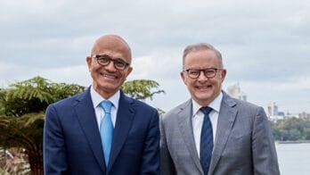 Microsoft's Satya Nadella talking AI with Prime Minister Anthony Albanese (Image: Microsoft)